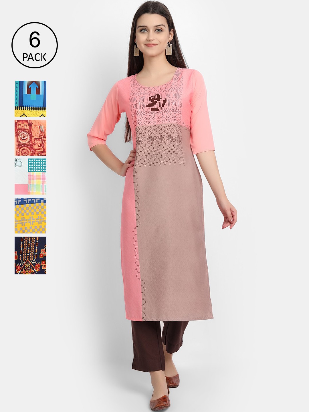 

1 Stop Fashion Women Multicoloured Embroidered Flared Sleeves Thread Work Crepe Kurta, Multi
