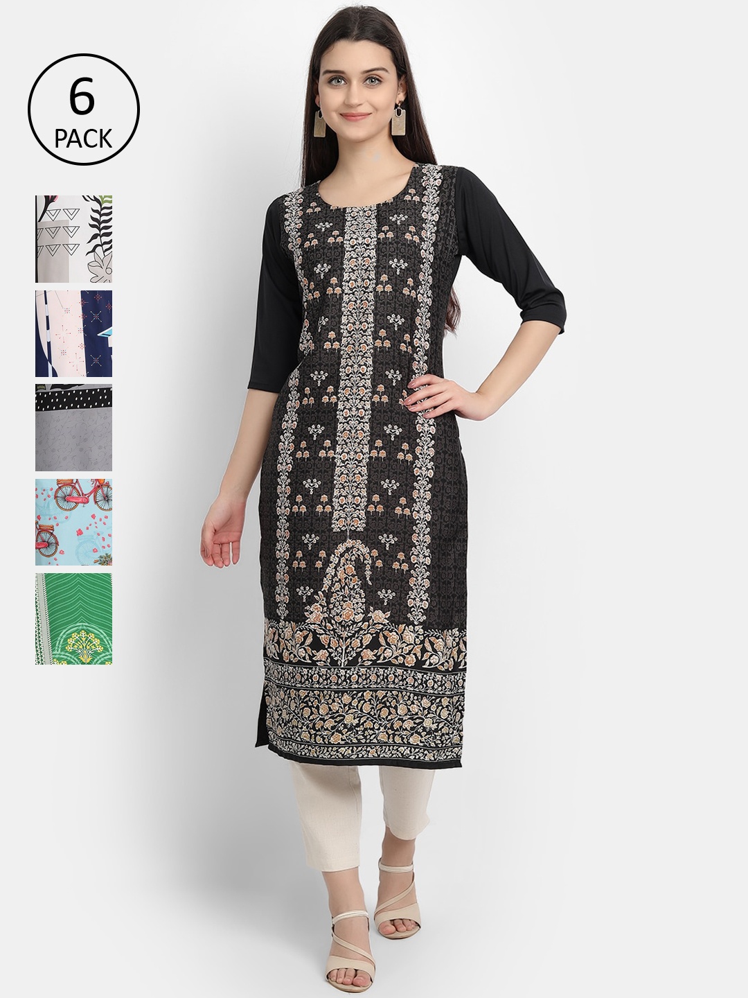 

1 Stop Fashion Women Pack Of 6 Kurtas, Multi