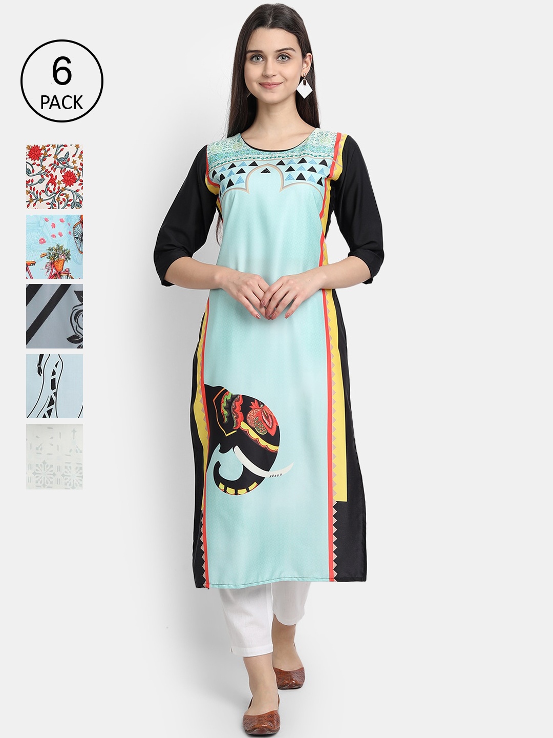 

1 Stop Fashion Women Multicoloured Embroidered Thread Work Crepe Kurta, Multi