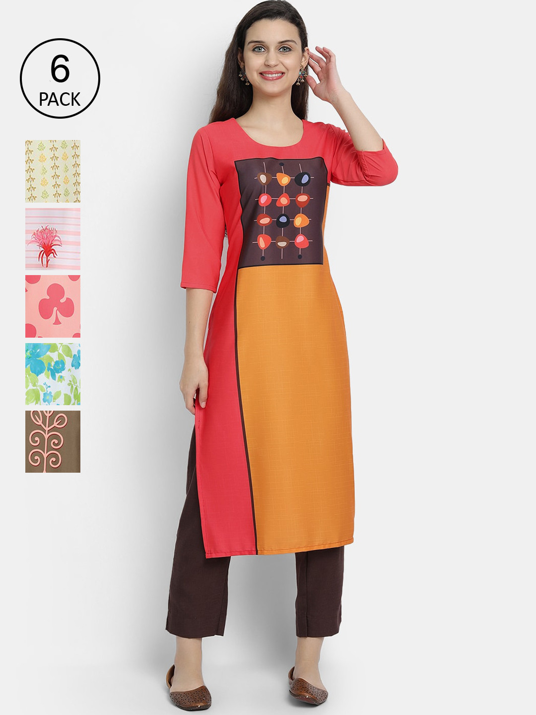 

1 Stop Fashion Women Pack Of 6 Kurtas, Yellow