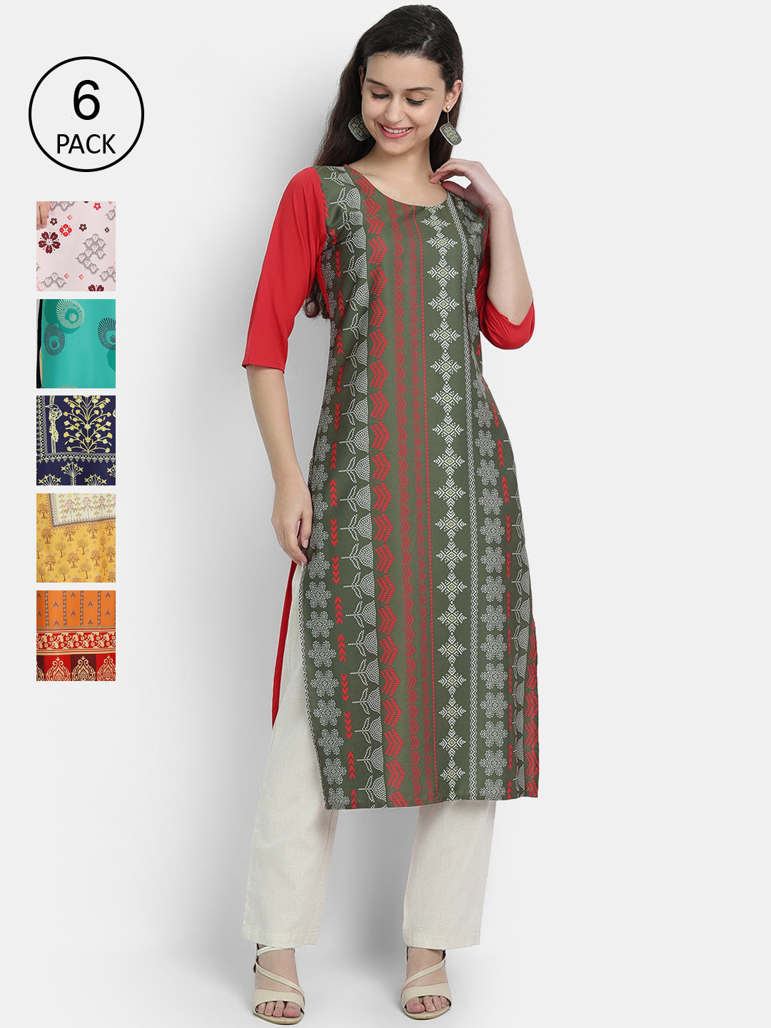 

1 Stop Fashion Women Multicoloured Ethnic Motifs Crepe Kurta, Multi