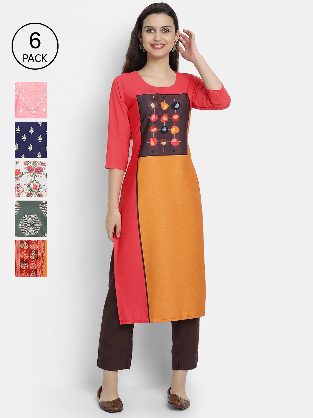 

1 Stop Fashion Women Multicoloured Quirky Printed Crepe Kurta, Multi