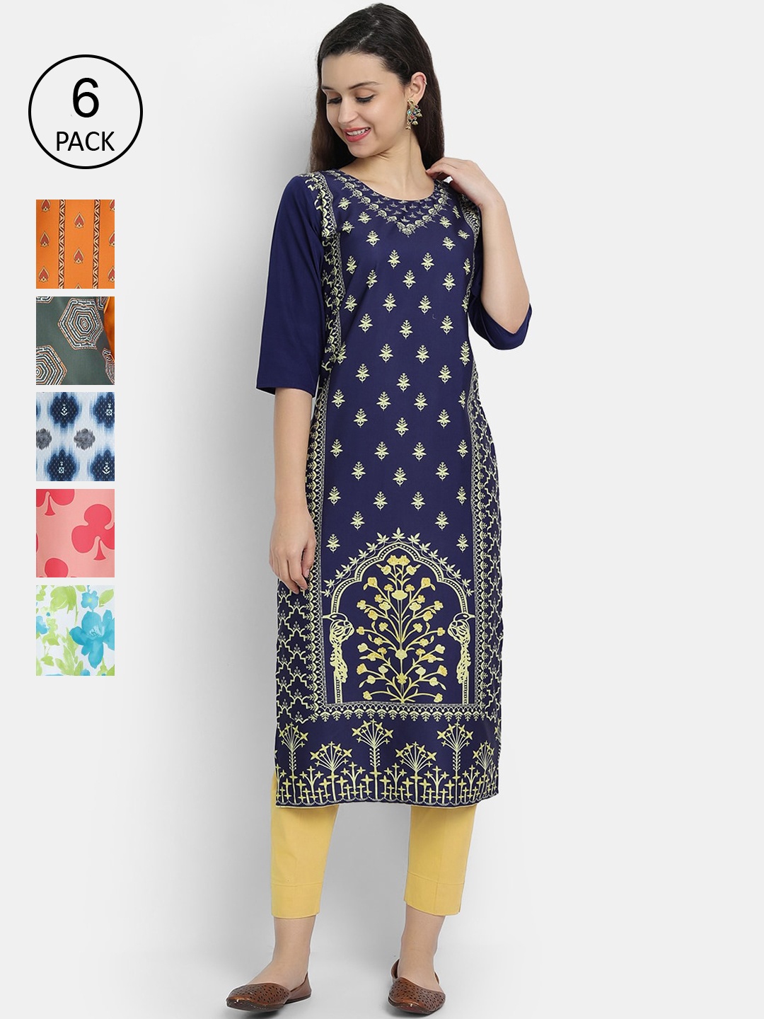 

1 Stop Fashion Women Multicoloured Quirky Printed Crepe Kurta, Multi