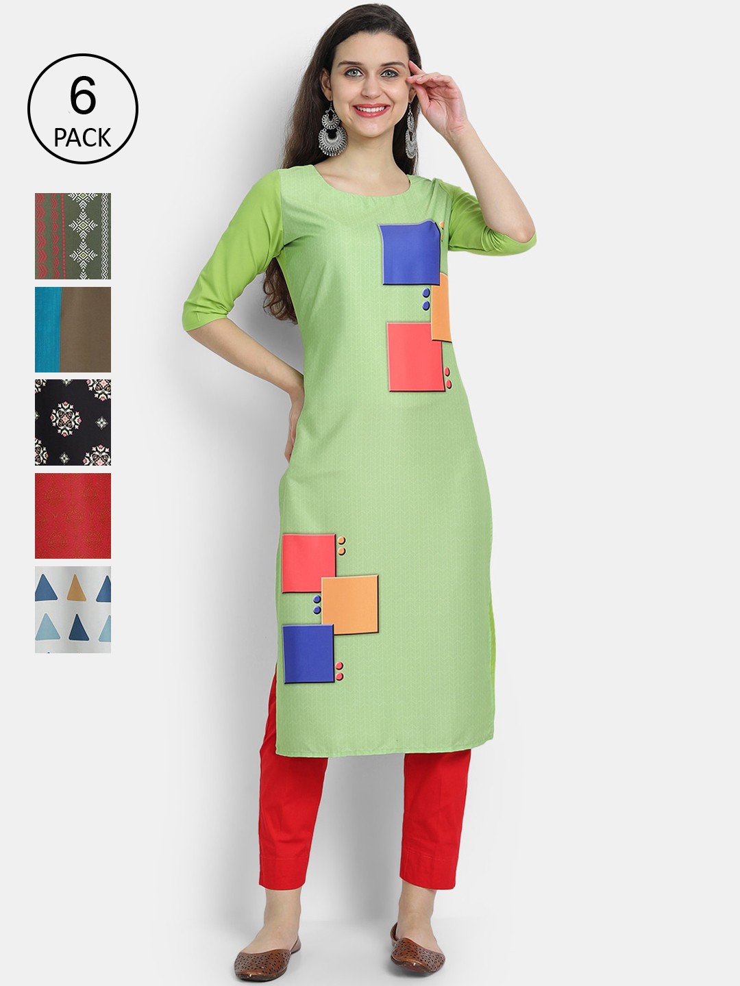 

1 Stop Fashion Women Multicoloured Colourblocked Thread Work Crepe Kurta, Multi