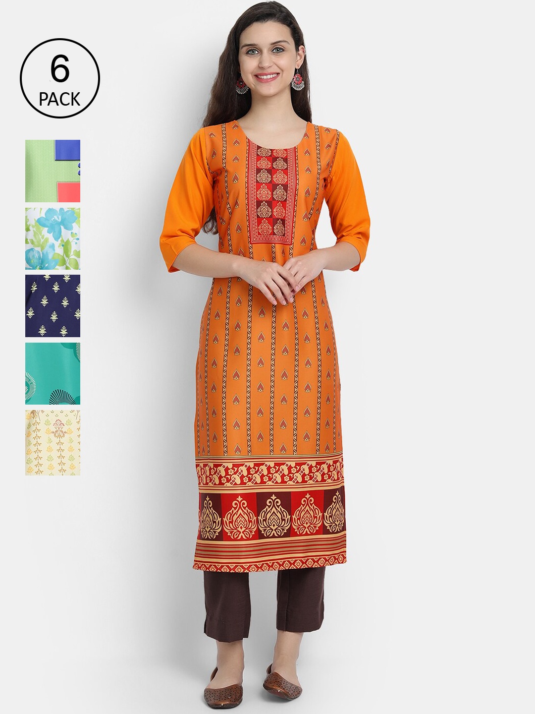 

1 Stop Fashion Women Multicoloured Colourblocked Thread Work Crepe Kurta, Multi