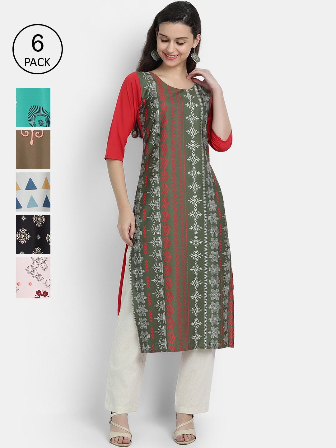 

1 Stop Fashion Women Multicoloured Ethnic Motifs Crepe Kurta, Multi