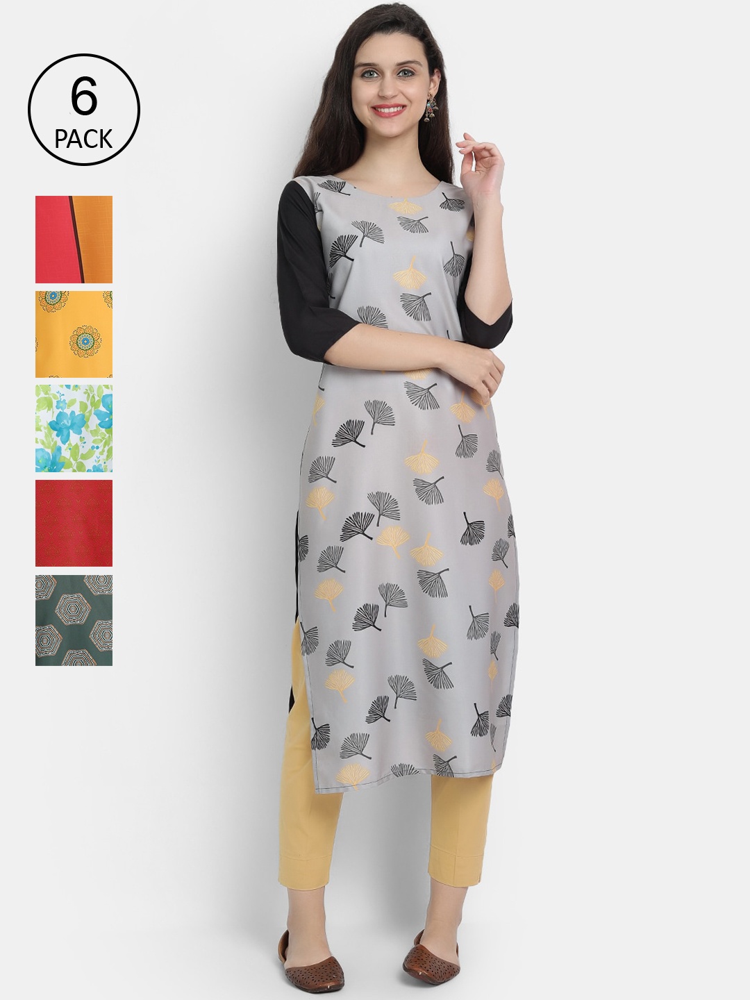 

1 Stop Fashion Women Multicoloured & lilac marble Floral Printed Crepe Kurta, Multi