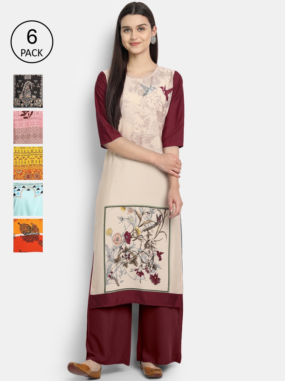 

1 Stop Fashion Women Multicoloured Floral Printed Crepe Kurta, Multi