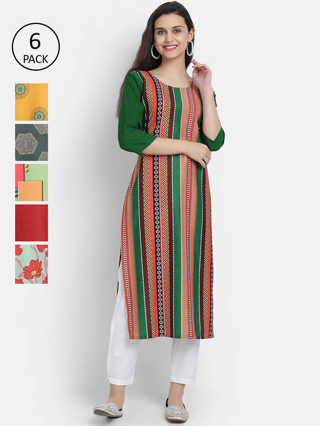 

1 Stop Fashion Women Multicoloured Colourblocked Thread Work Crepe Kurta, Multi