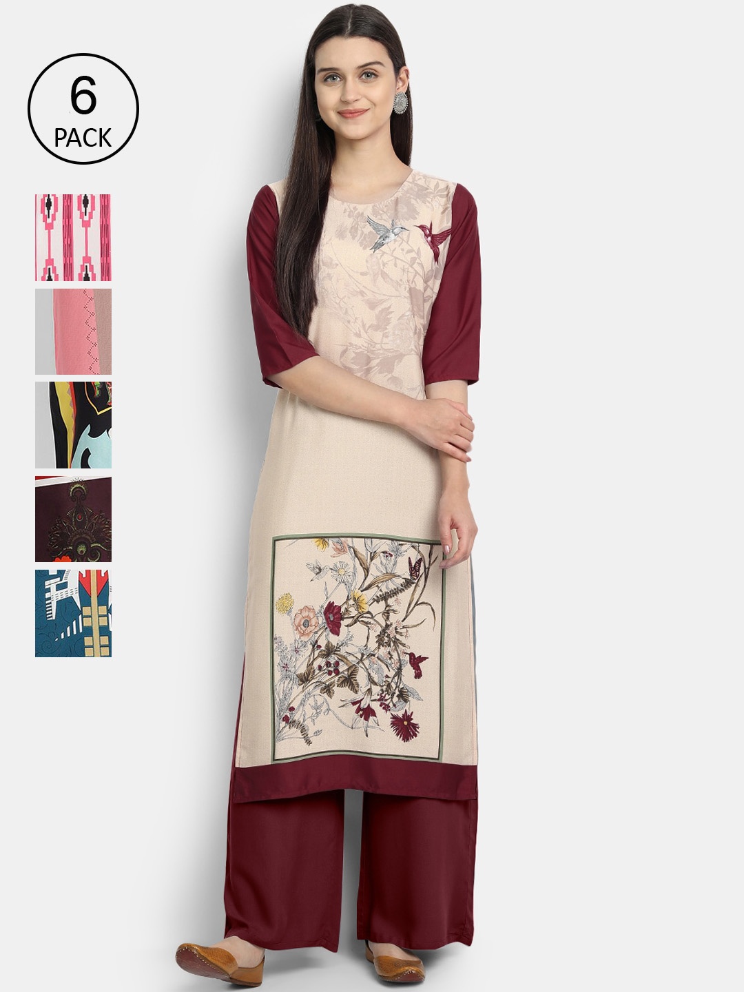

1 Stop Fashion Women Multicoloured Floral Printed Crepe Kurta, Multi