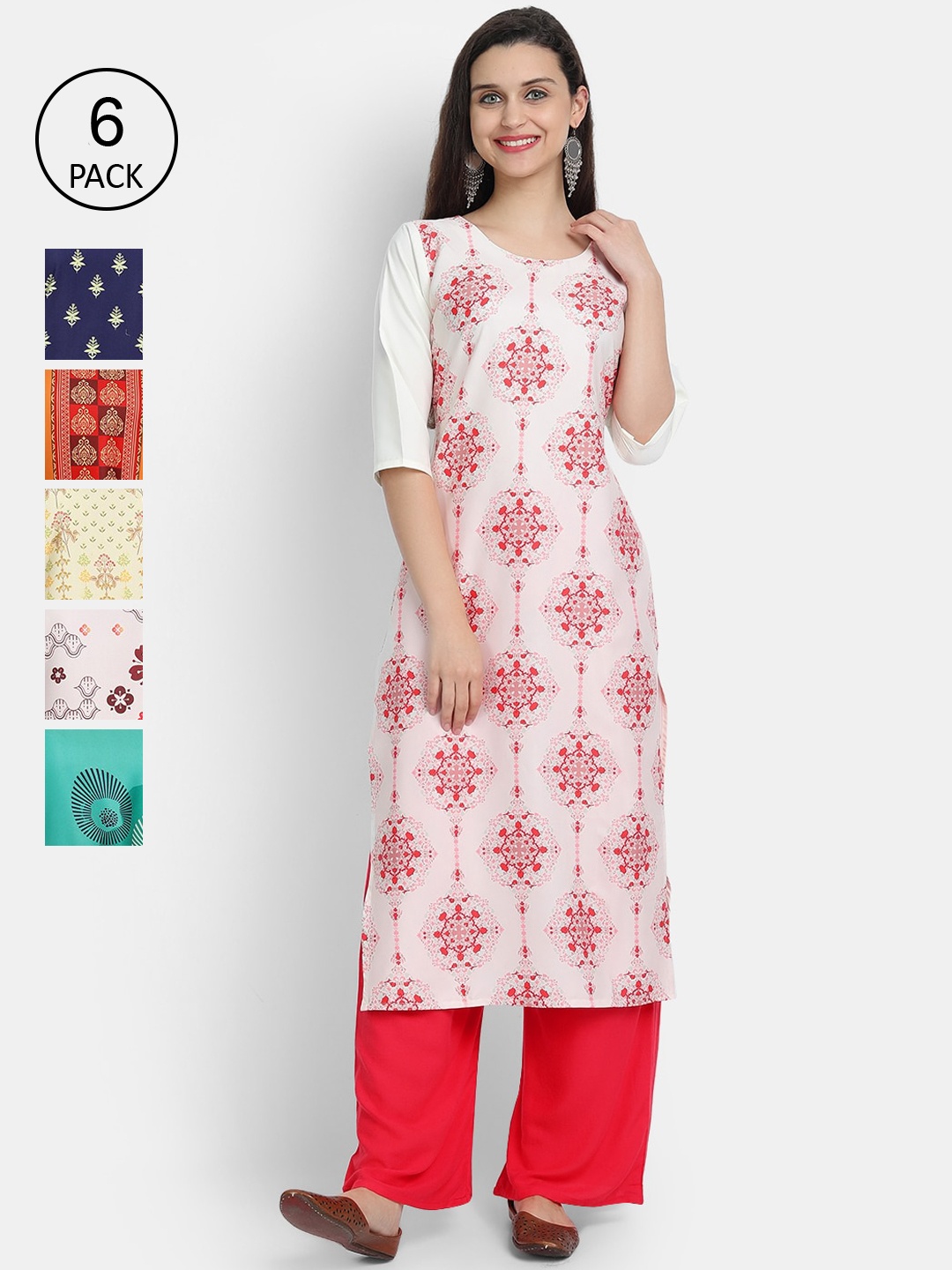 

1 Stop Fashion Women Multicoloured & mauve morn Floral Embroidered Keyhole Neck Mirror Work Crepe Kurta, Multi