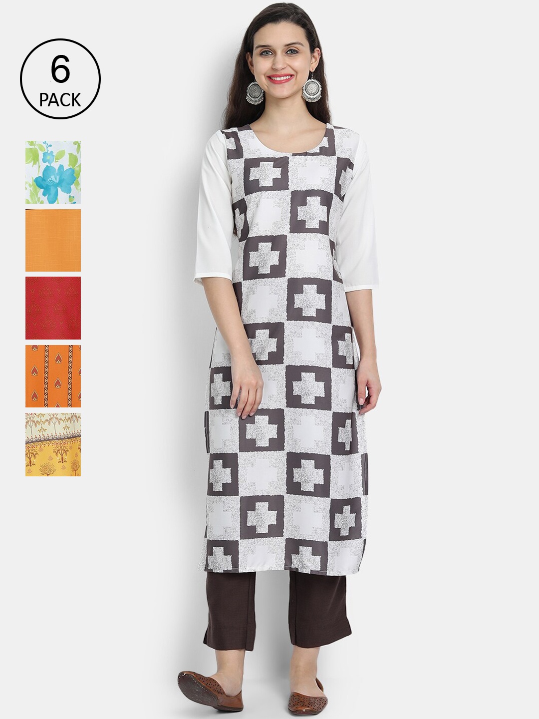 

1 Stop Fashion Women Pack Of 6 Kurtas, White