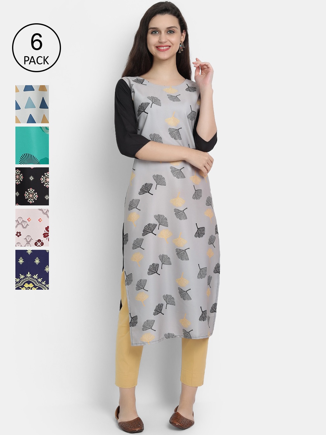 

1 Stop Fashion Women Multicoloured & lilac marble Floral Printed Crepe Kurta, Multi