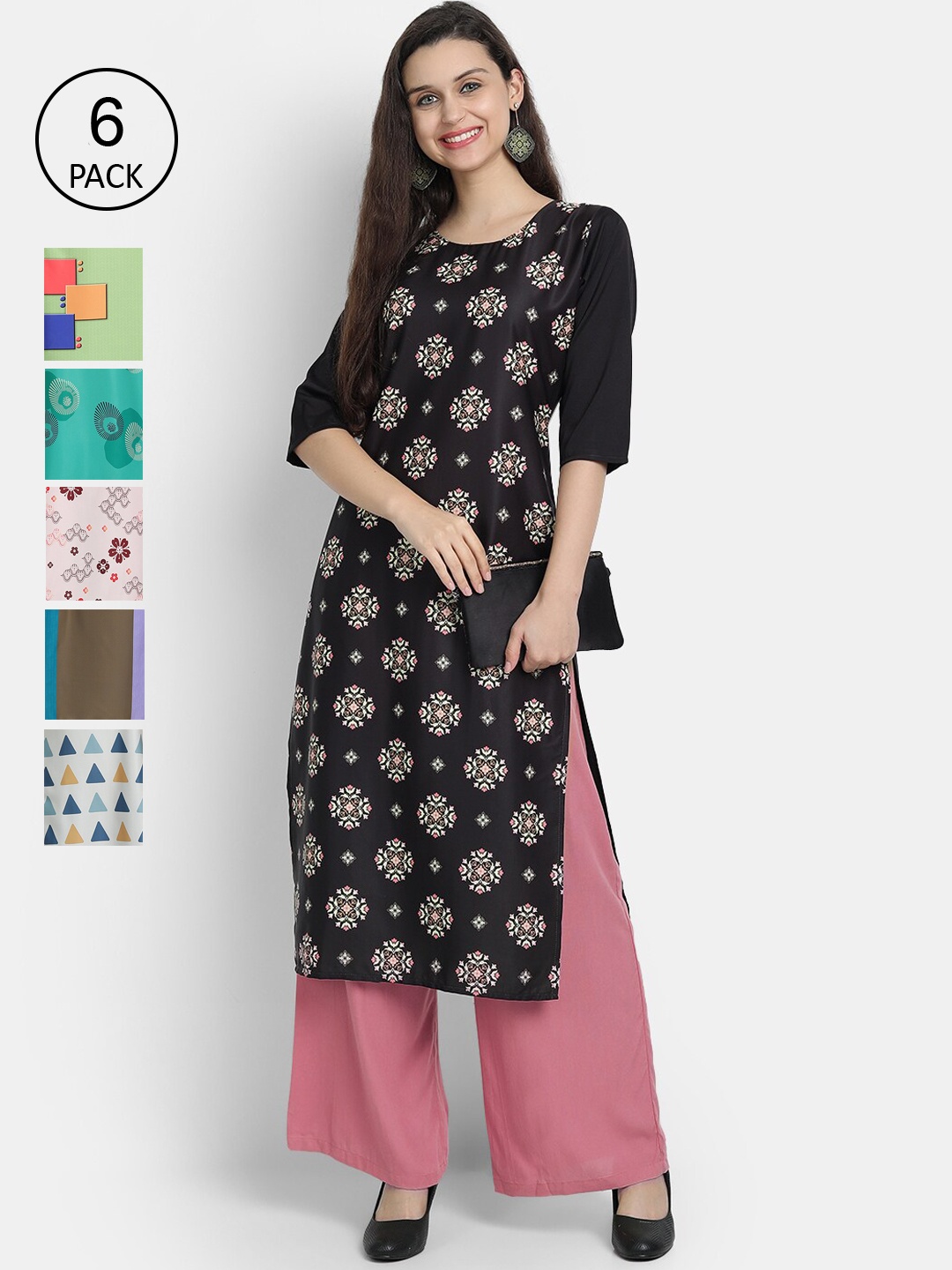 

1 Stop Fashion Women Multicoloured Colourblocked Thread Work Crepe Kurta, Multi