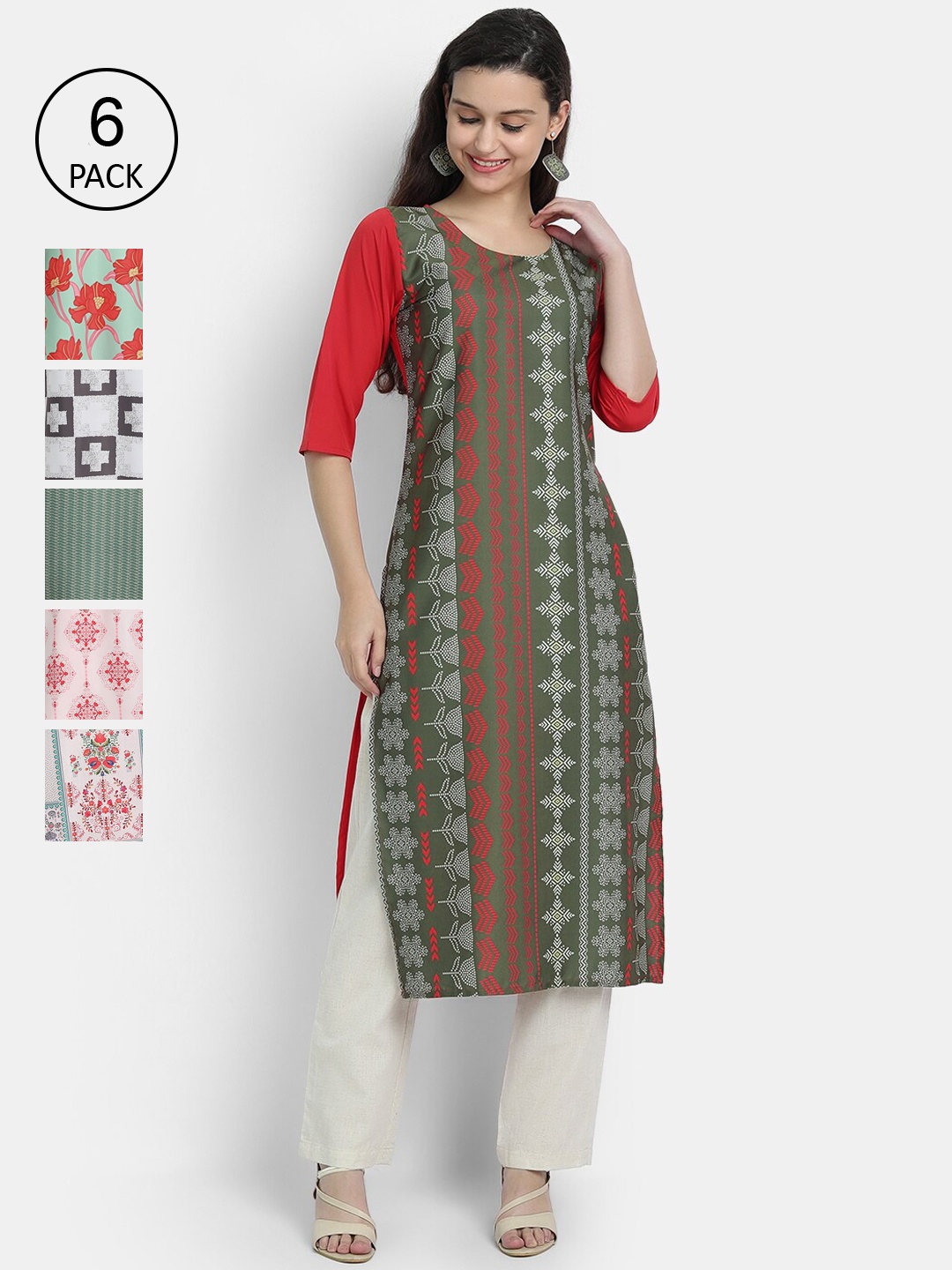 

1 Stop Fashion Women Multicoloured Ethnic Motifs Crepe Kurta, Multi