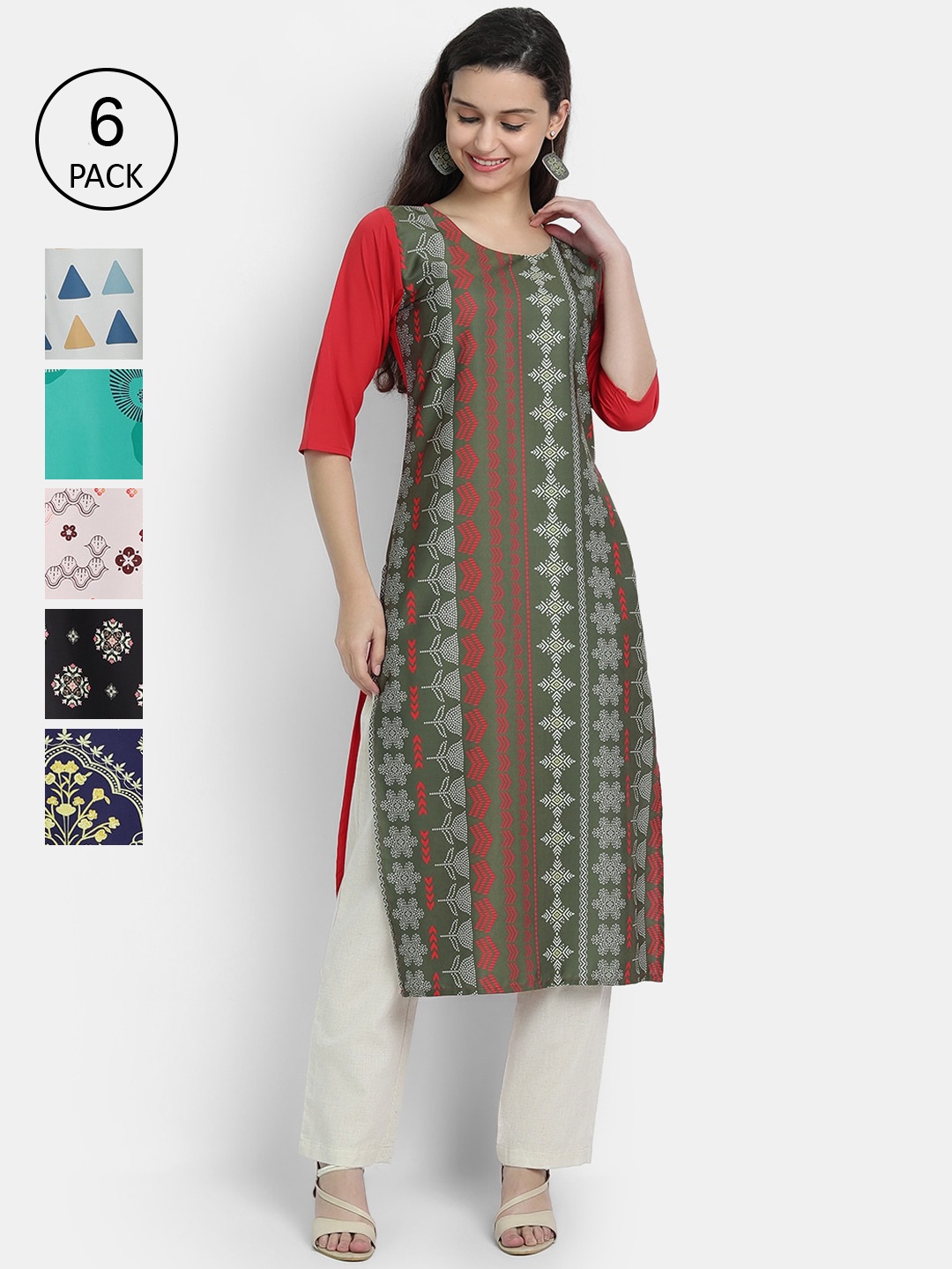 

1 Stop Fashion Women Multicoloured Ethnic Motifs Crepe Kurta, Multi