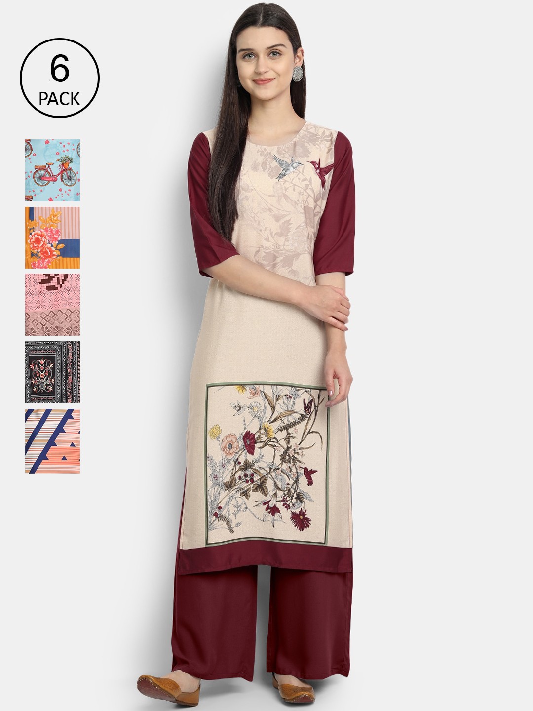 

1 Stop Fashion Women Pack Of 6 Kurtas, Navy blue