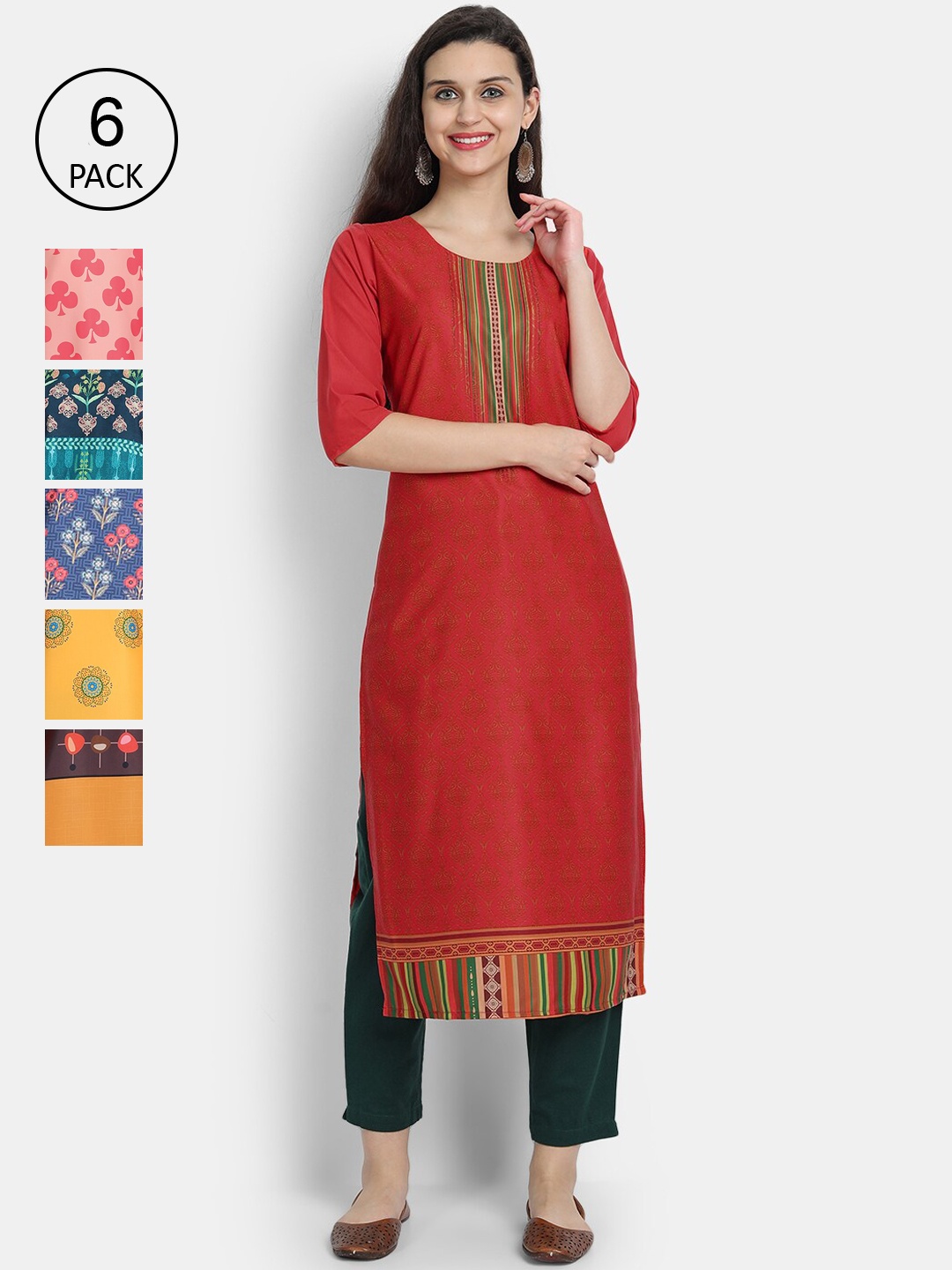 

1 Stop Fashion Women Multicoloured Colourblocked Thread Work Crepe Kurta, Multi