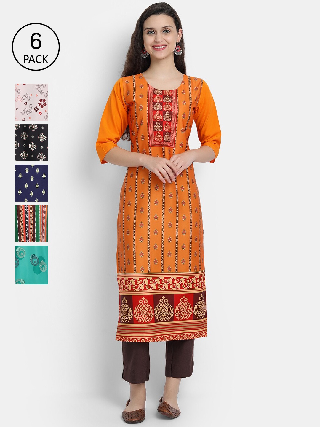 

1 Stop Fashion Women Multicoloured Striped Flared Sleeves Crepe Kurta, Multi