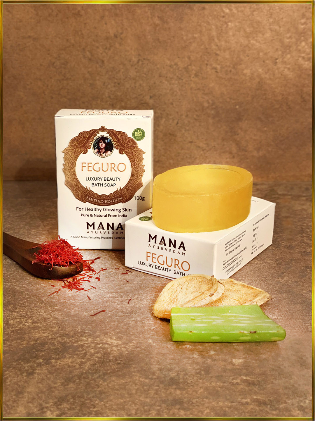 

MANA AYURVEDAM Feguro Premium Luxury Beauty Bath Soap, Yellow