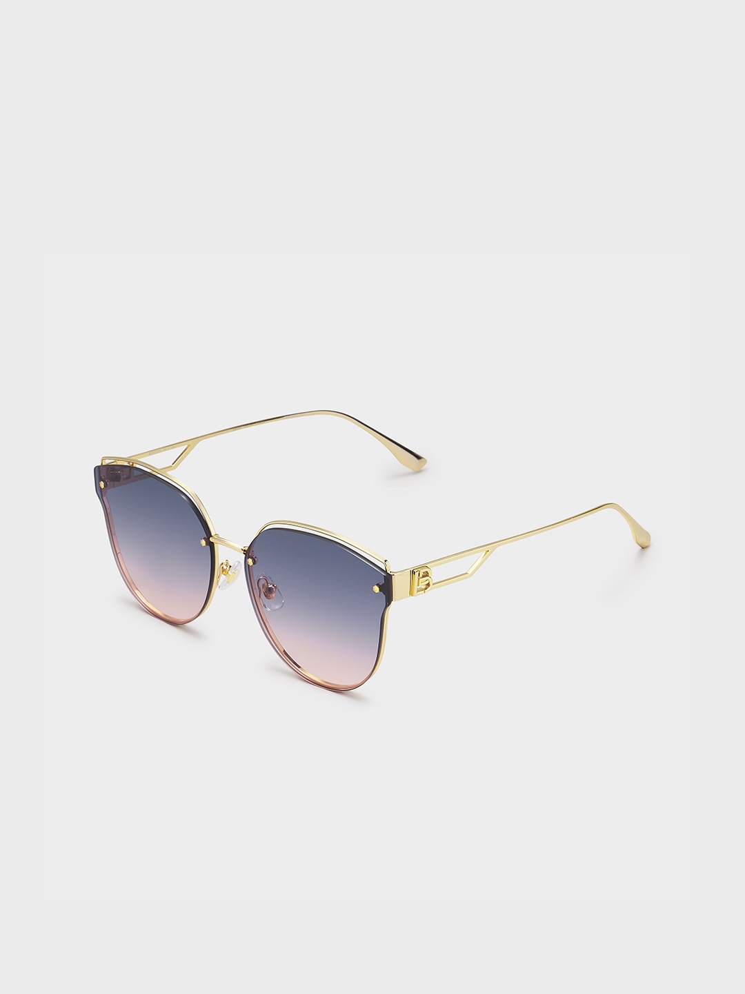 

BOLON EYEWEAR Men Blue Lens & Gold-Toned Aviator Sunglasses BL7136