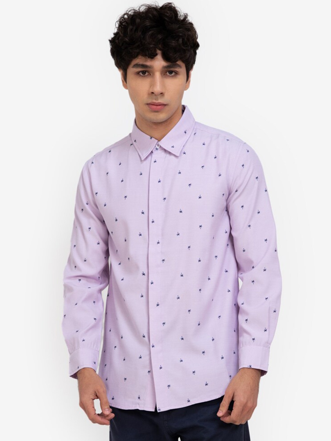 

ZALORA BASICS Men Lavender Floral Printed Casual Shirt