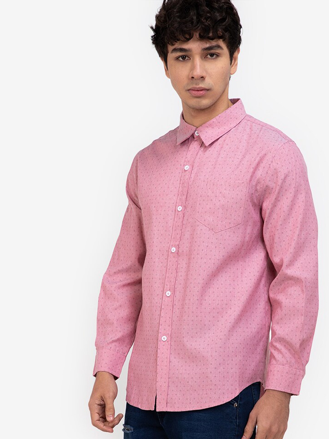 

ZALORA BASICS Men Pink Printed Casual Shirt