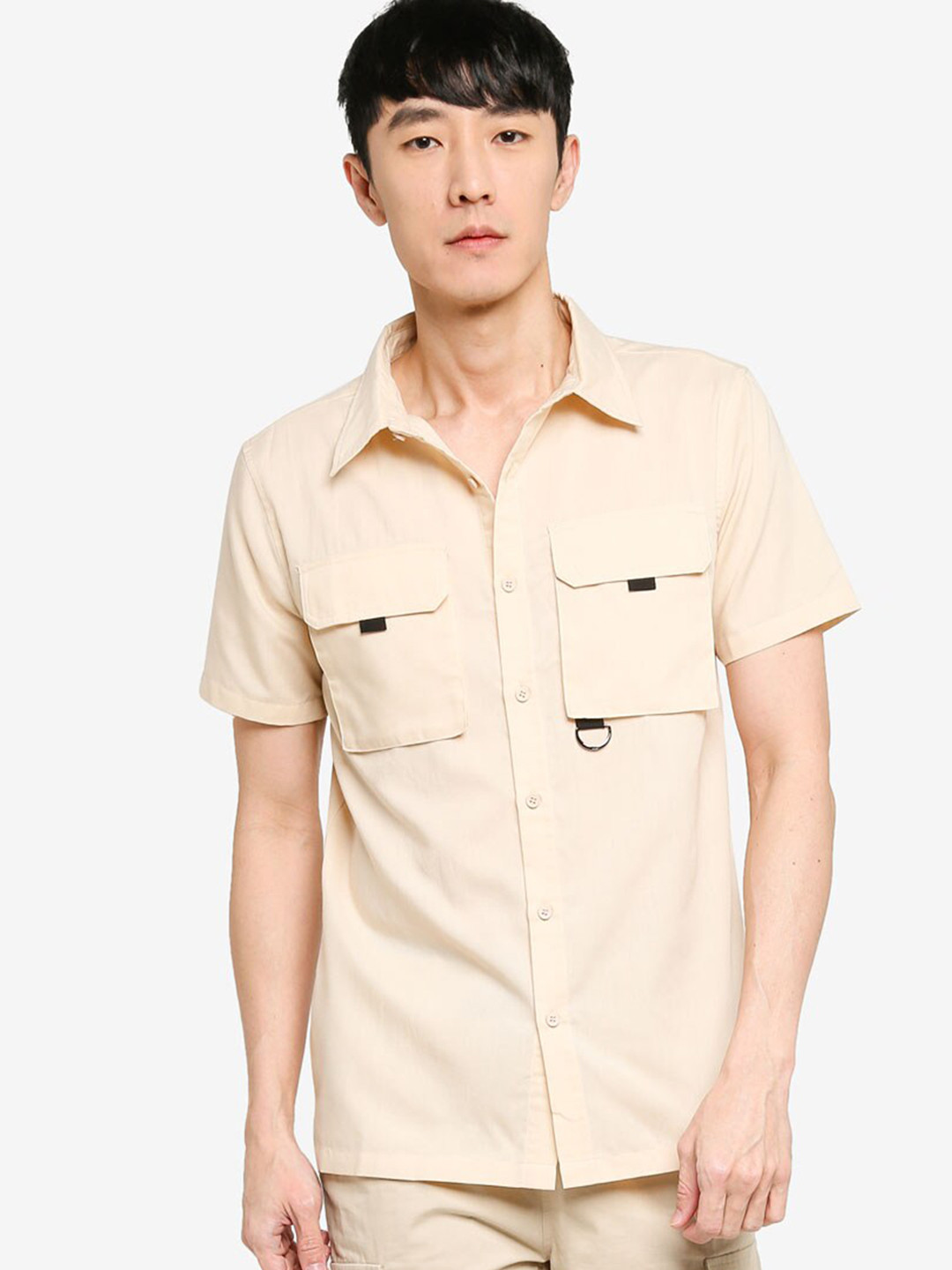 

ZALORA BASICS Men Beige Pure Cotton Casual Shirt