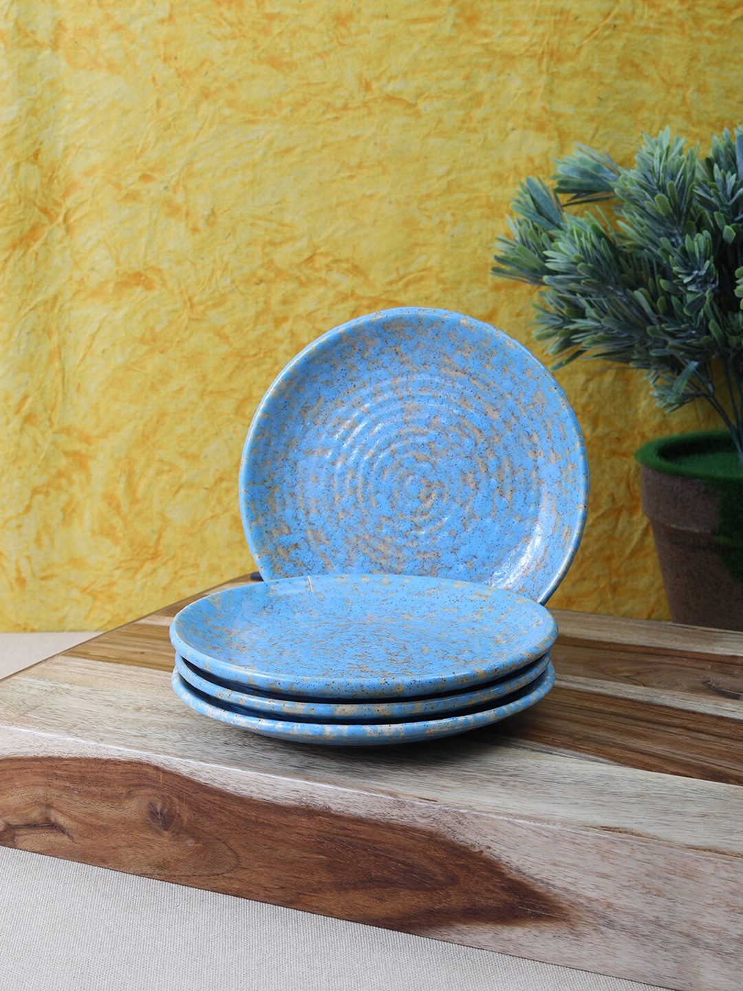

VarEesha Blue & Beige 4 Pieces Printed Ceramic Glossy Plates