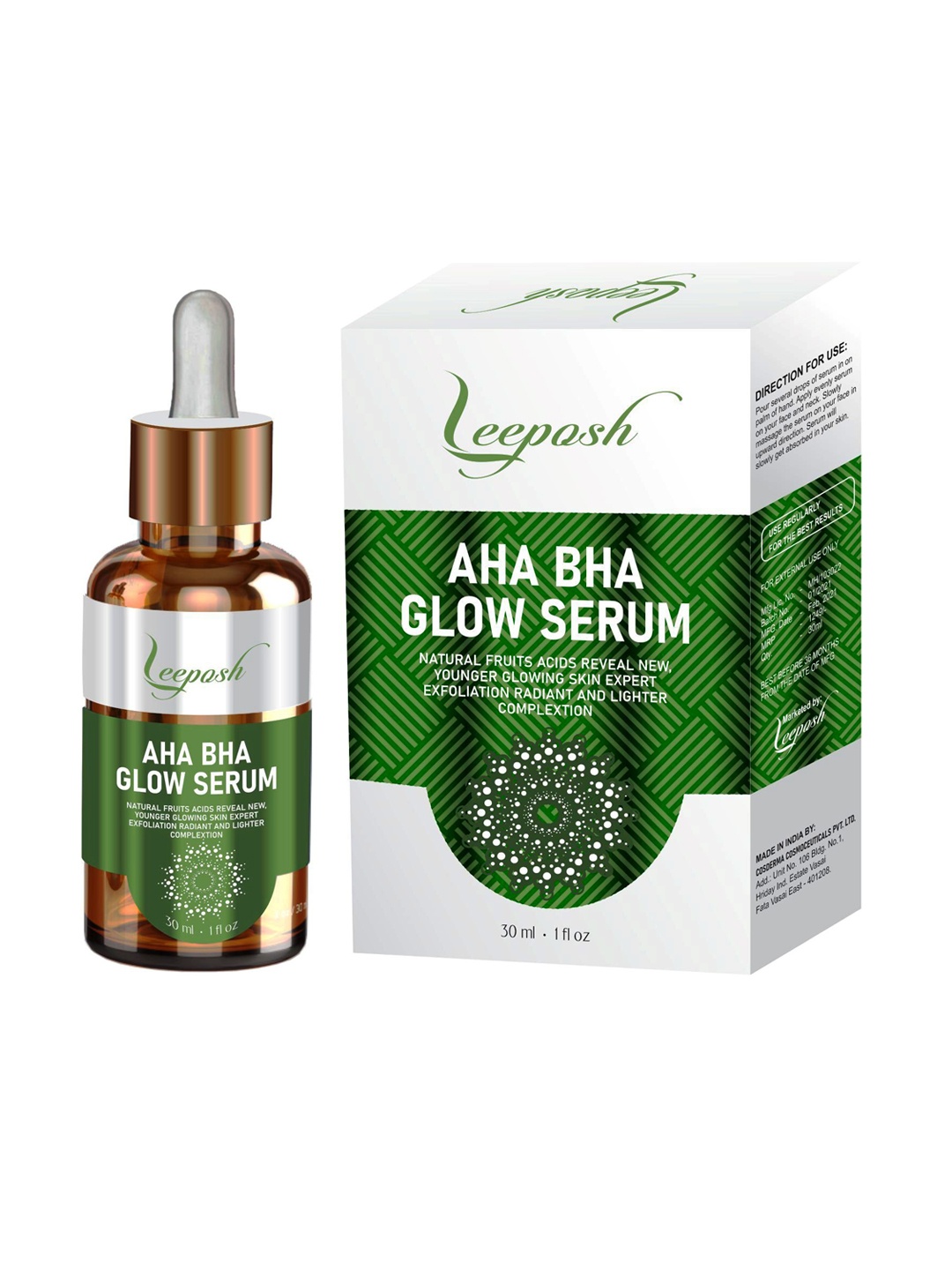 

Leeposh AHA BHA Glow Serum, Green