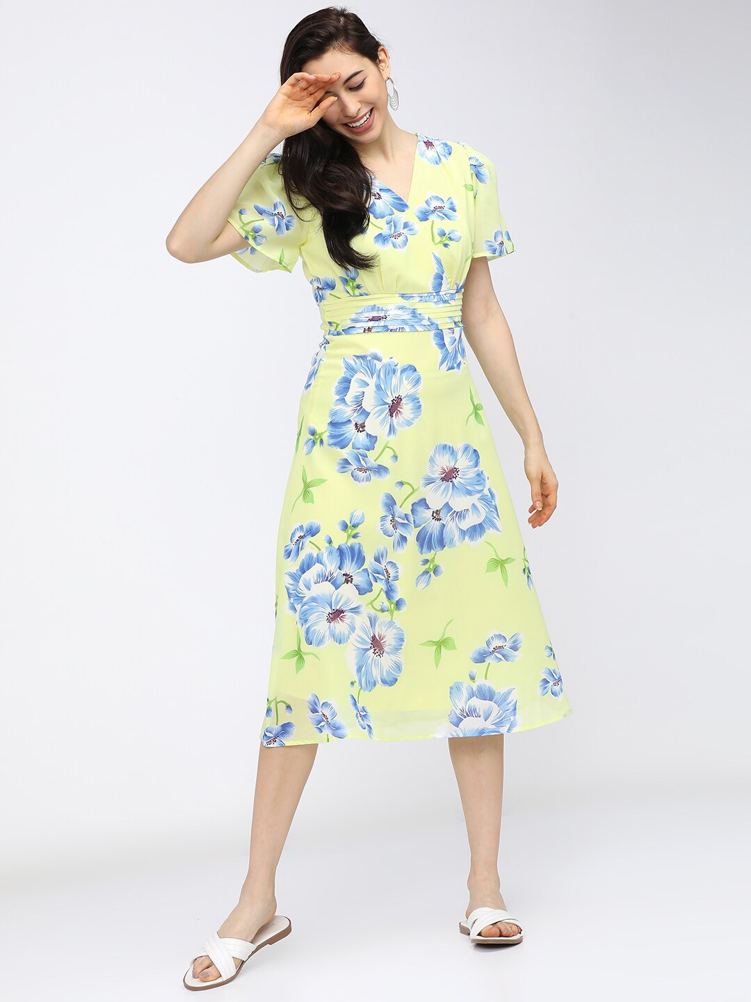 

Tokyo Talkies Yellow Floral Midi Dress
