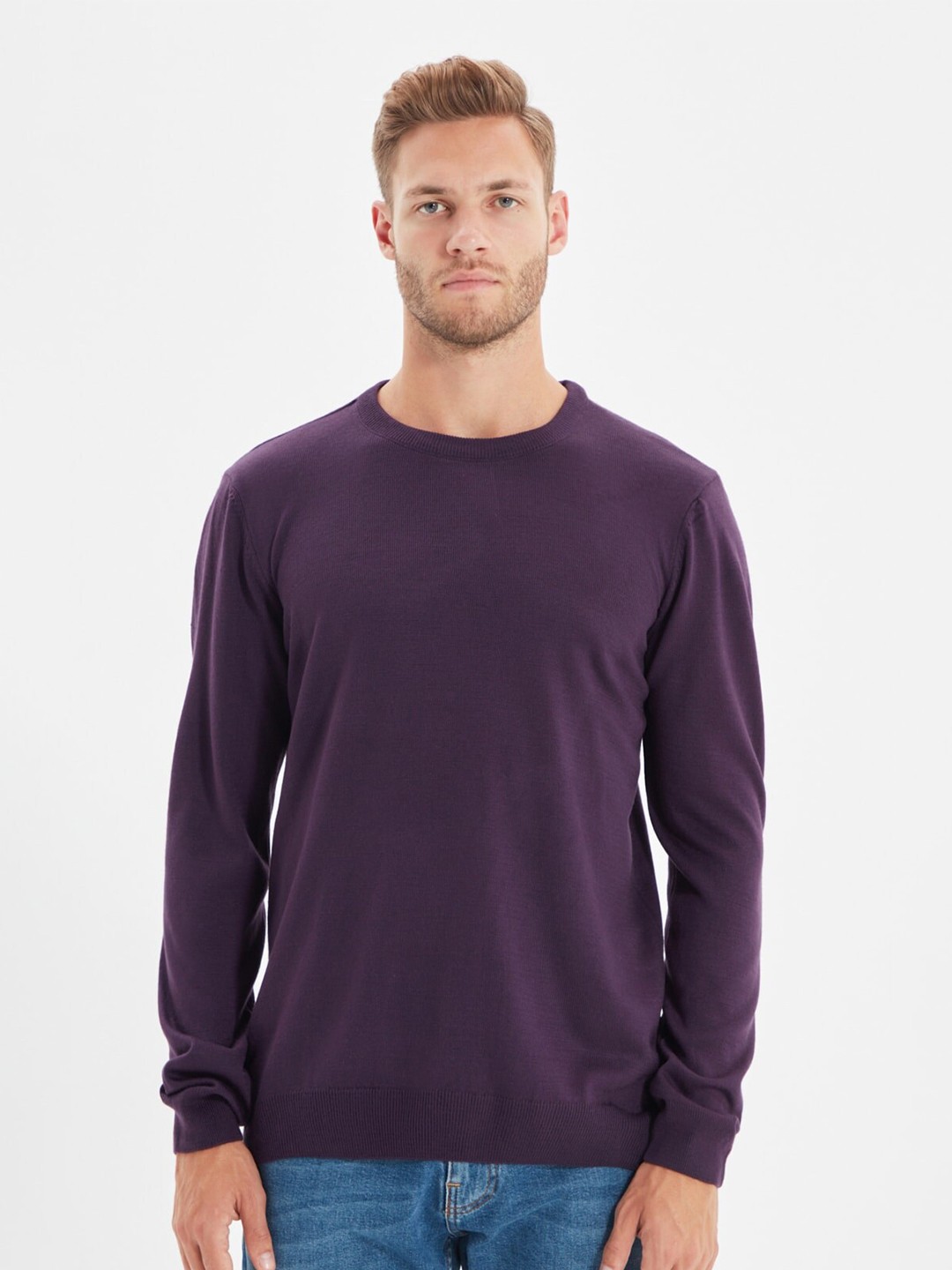 

Trendyol Men Purple Solid Pullover