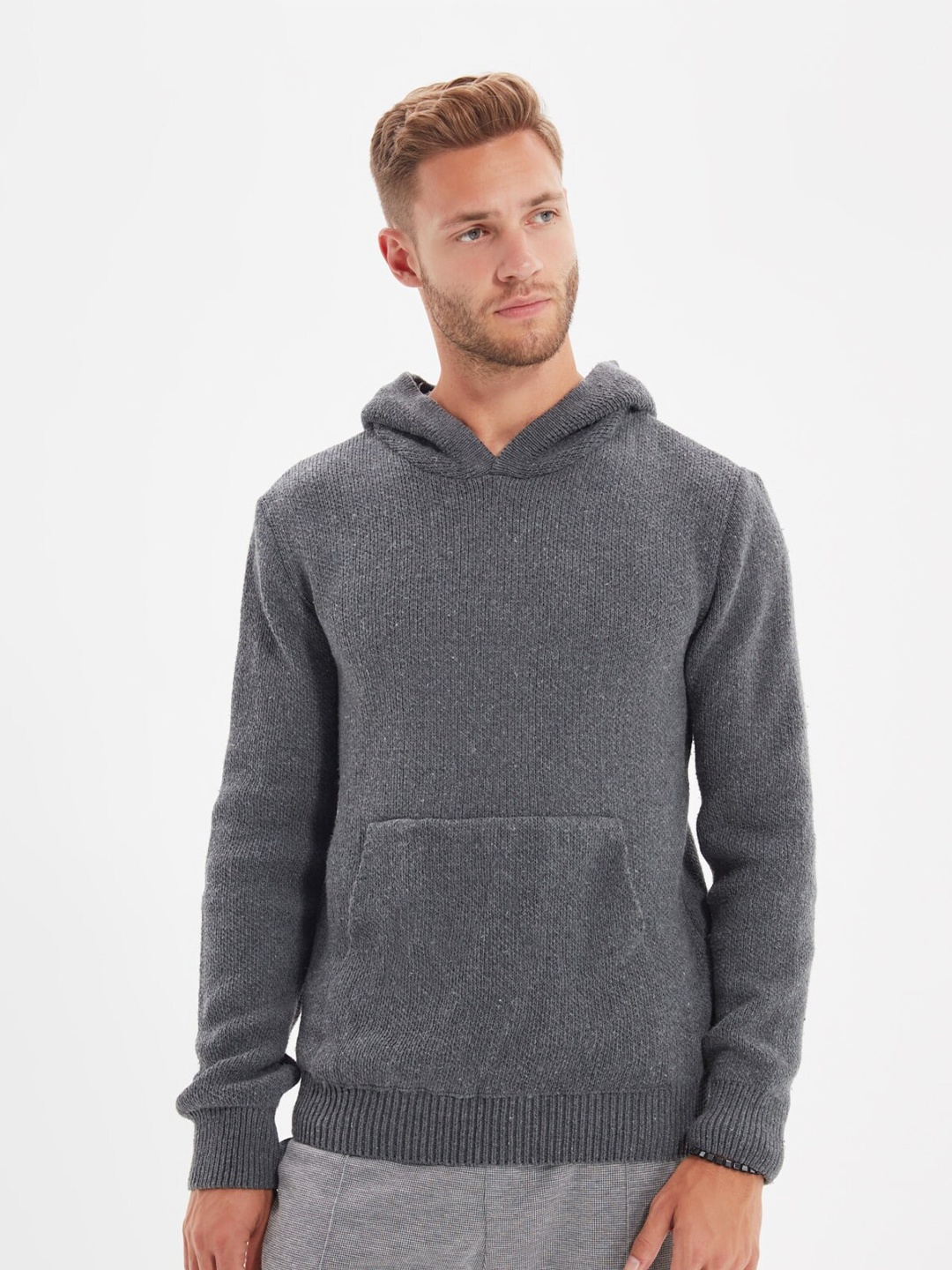 

Trendyol Men Grey Cotton Pullover
