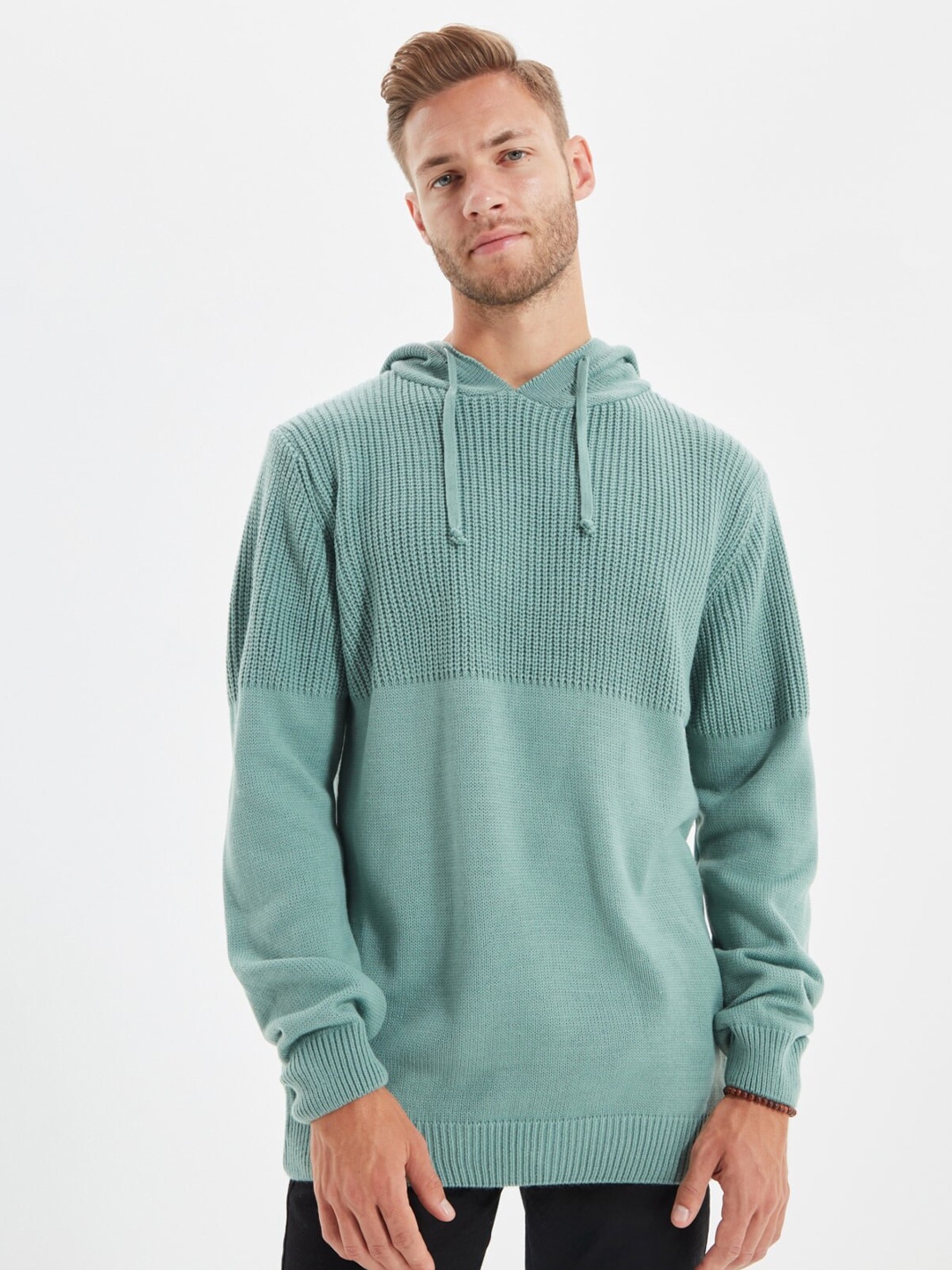 

Trendyol Men Green Hooded Pullover