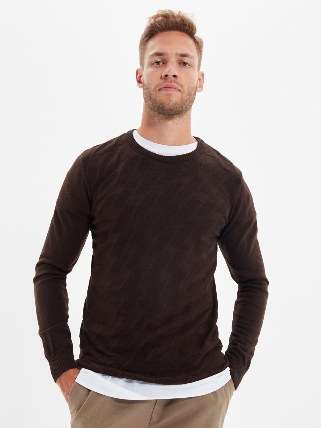 

Trendyol Men Brown Pullover