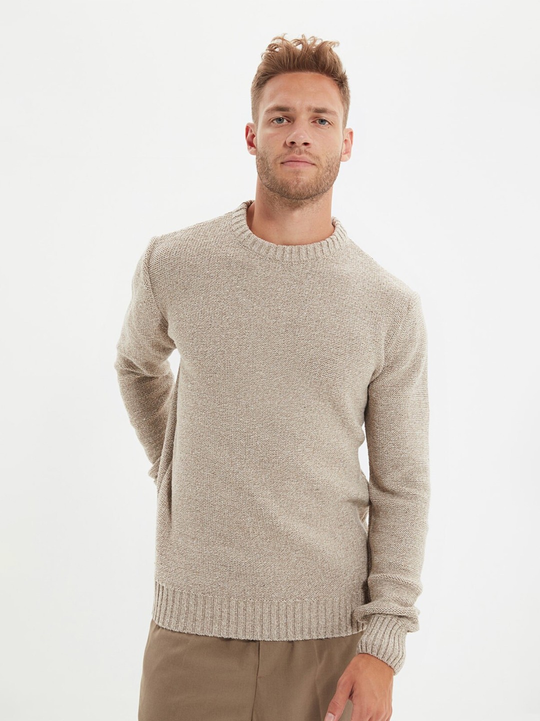 

Trendyol Men Brown Cotton Pullover