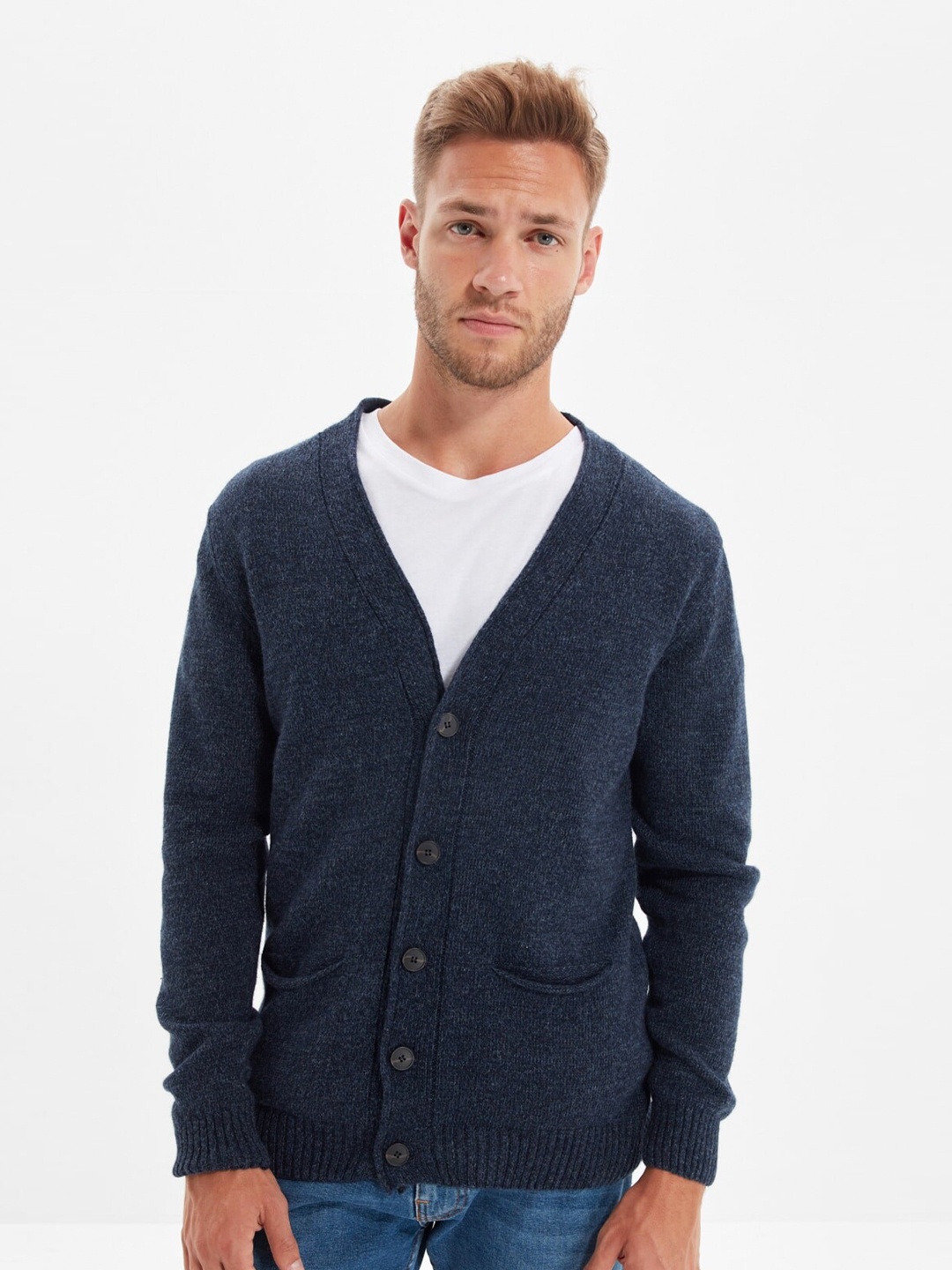 

Trendyol Men Navy Blue Cardigan