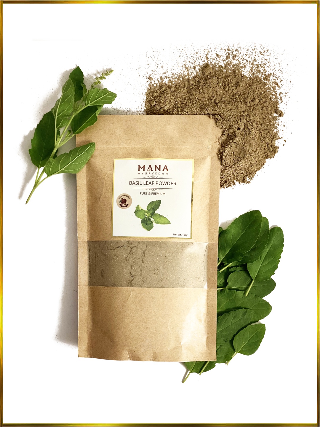 

MANA AYURVEDAM Basil Leaf Powder for Acne & Pimples 100gm, Green