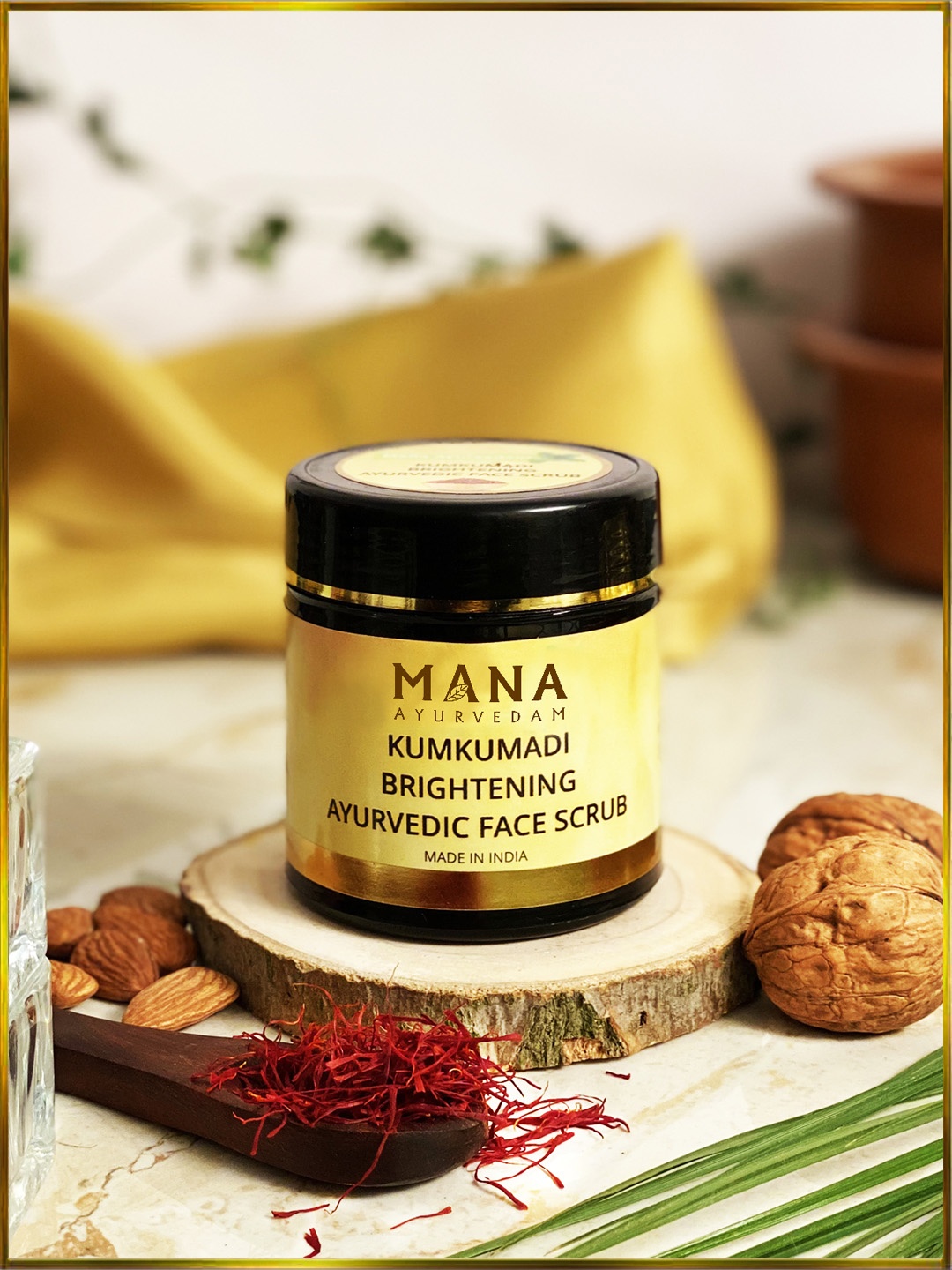 

MANA AYURVEDAM Kumkumadi Brightening Ayurvedic Face Scrub 100gm, Cream