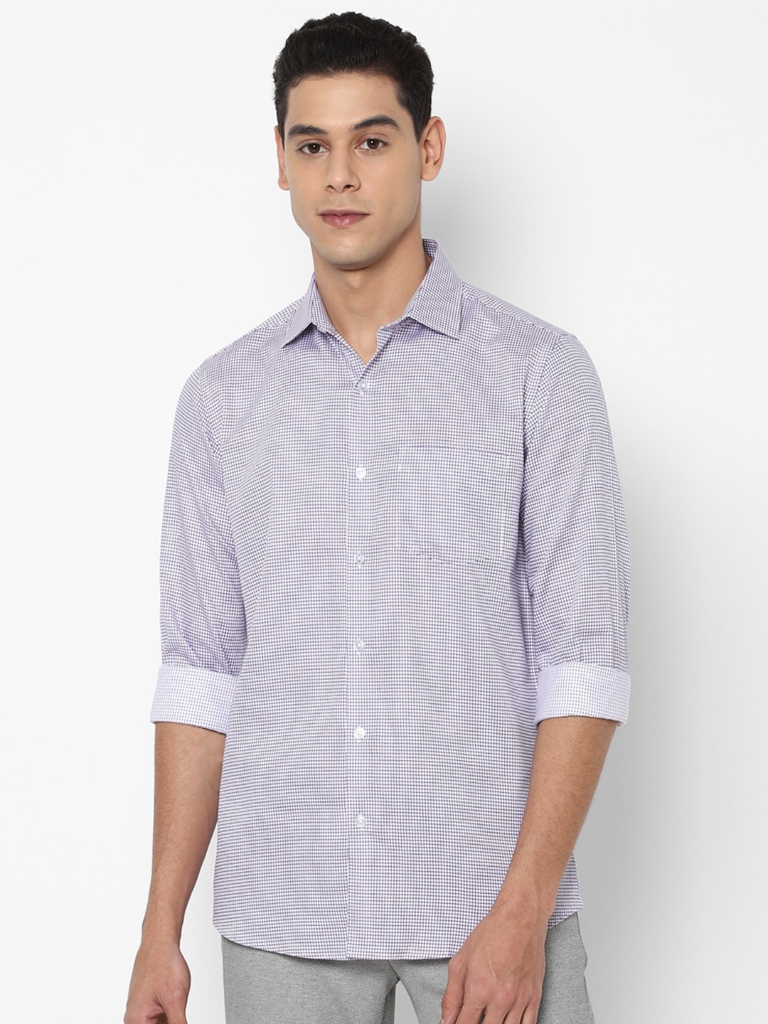 

Allen Solly Men Purple Slim Fit Grid Tattersall Checked Casual Shirt