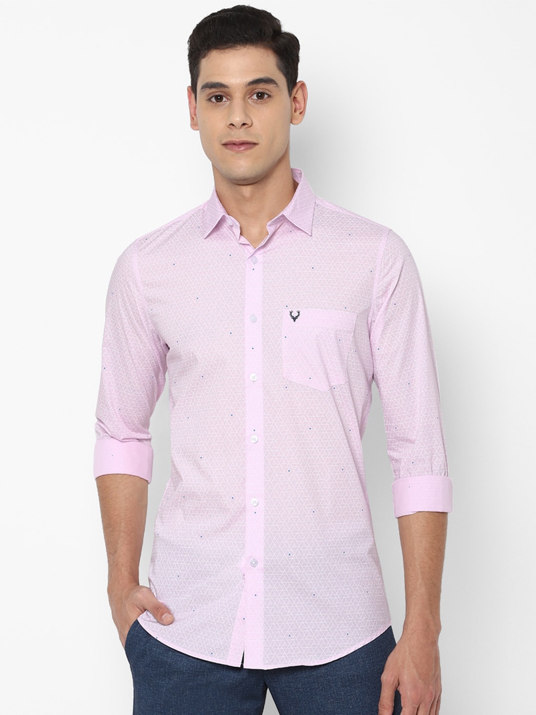 

Allen Solly Men Pink Slim Fit Printed Casual Shirt