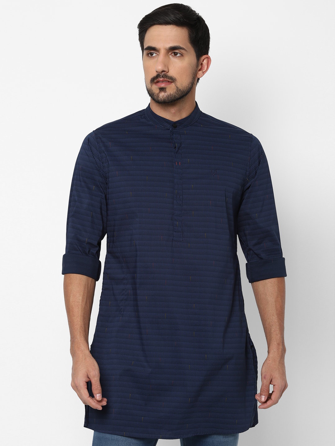 

Allen Solly Men Navy Blue Slim Fit Horizontal Striped Casual Shirt