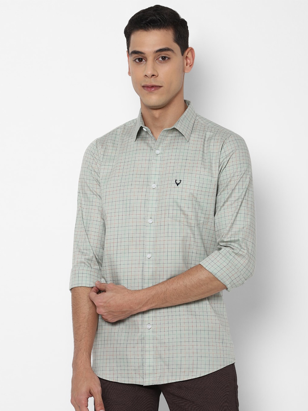 

Allen Solly Men Grey Slim Fit Checked Casual Shirt