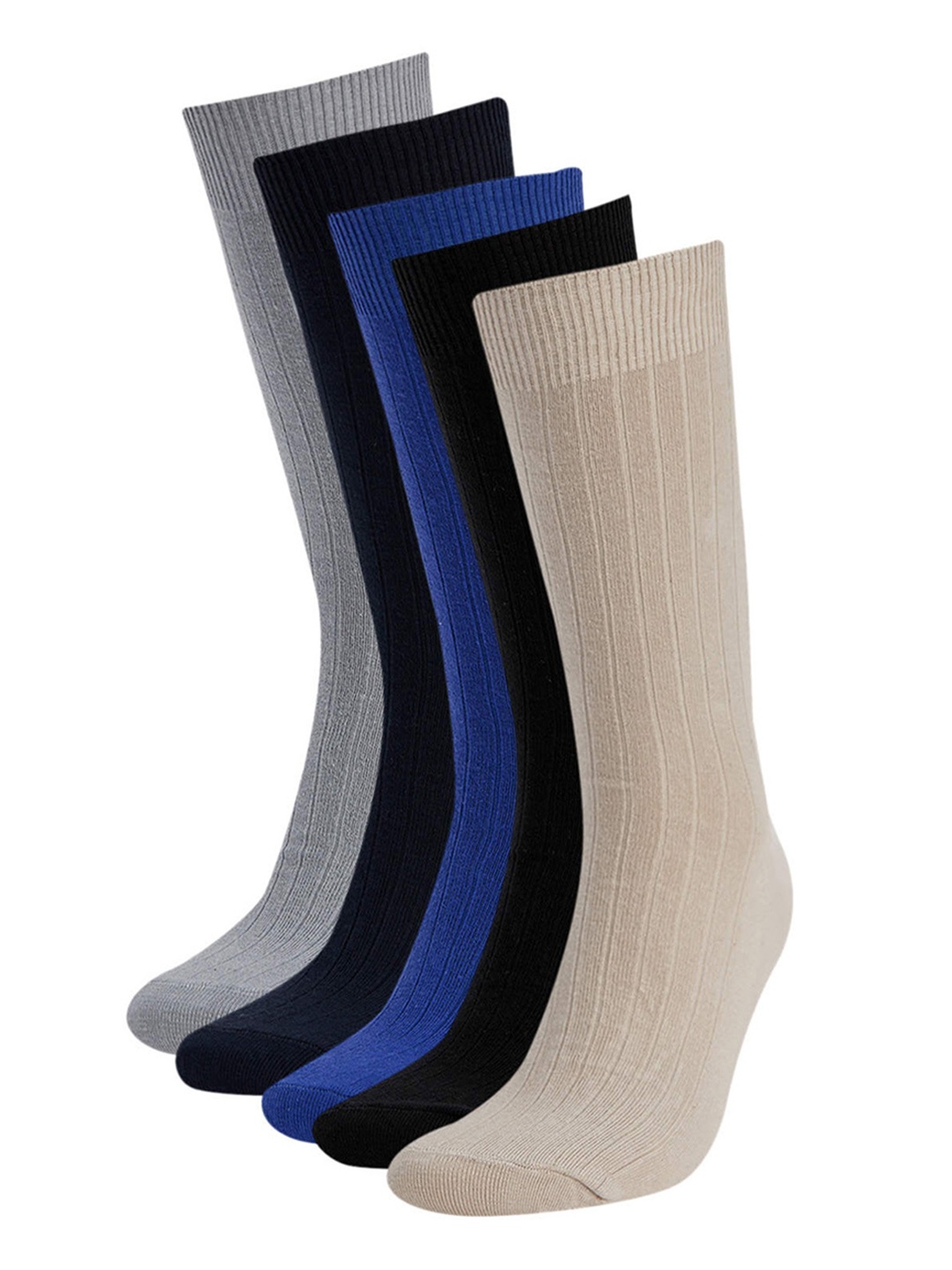 

DeFacto Men Pack of 5 Solid Ankle Length Socks, Beige