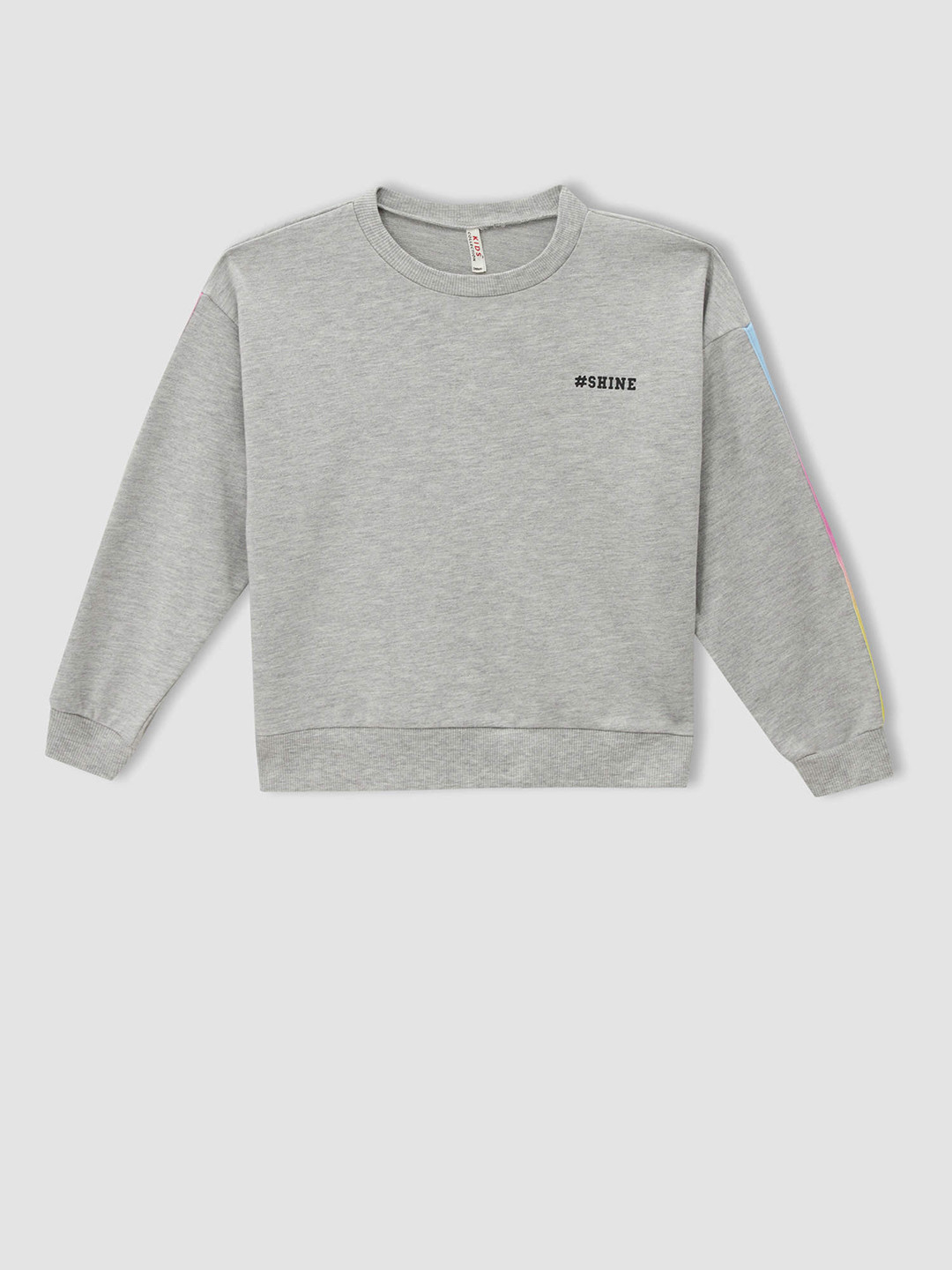 

DeFacto Girls Grey Melange Solid Sweatshirt