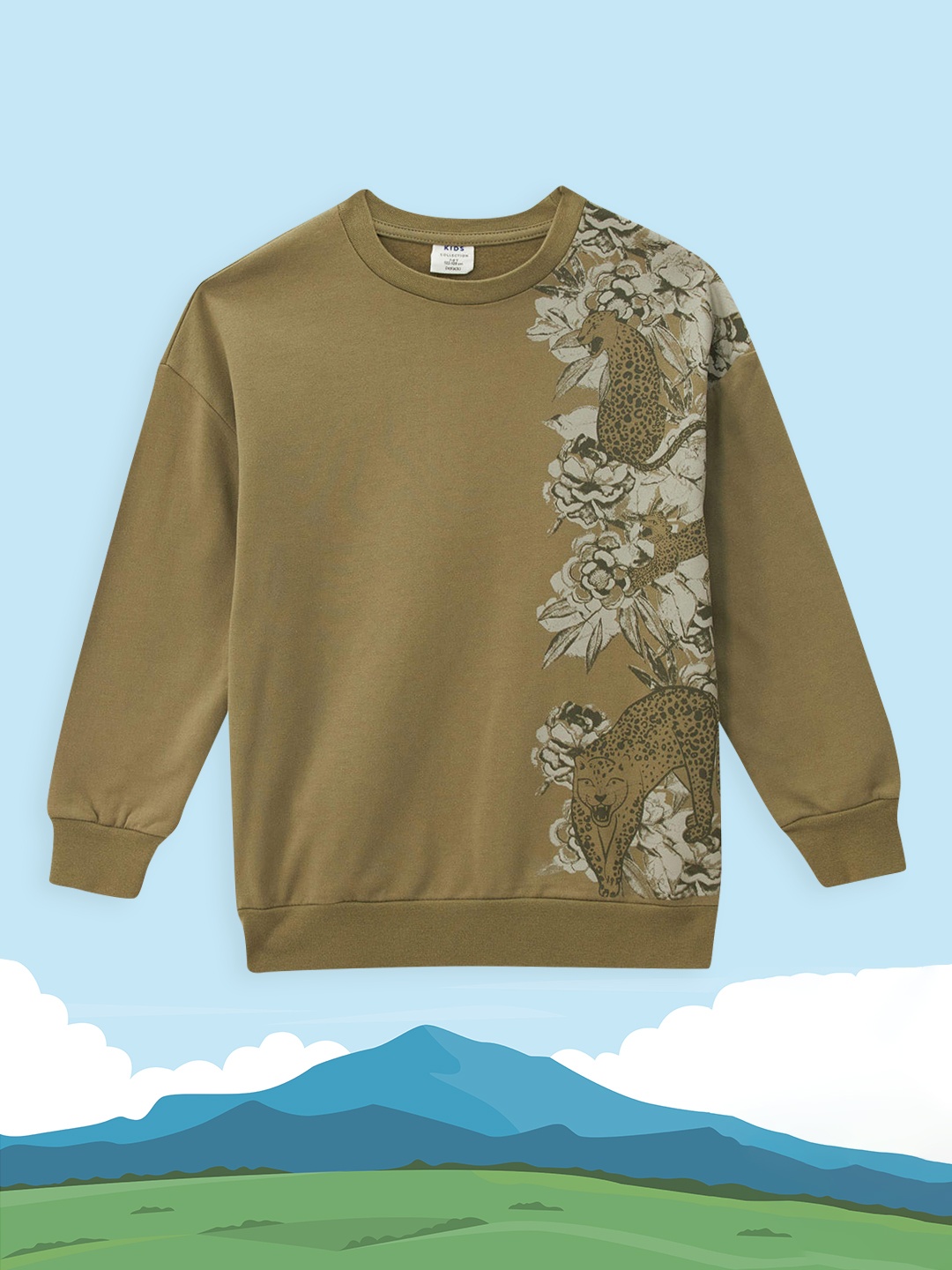 

DeFacto Boys Olive Green Printed Sweatshirt