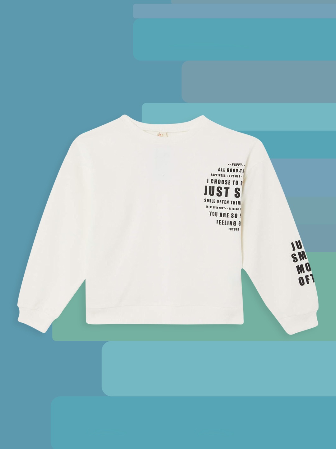 

DeFacto Girls White & Black Printed Sweatshirt