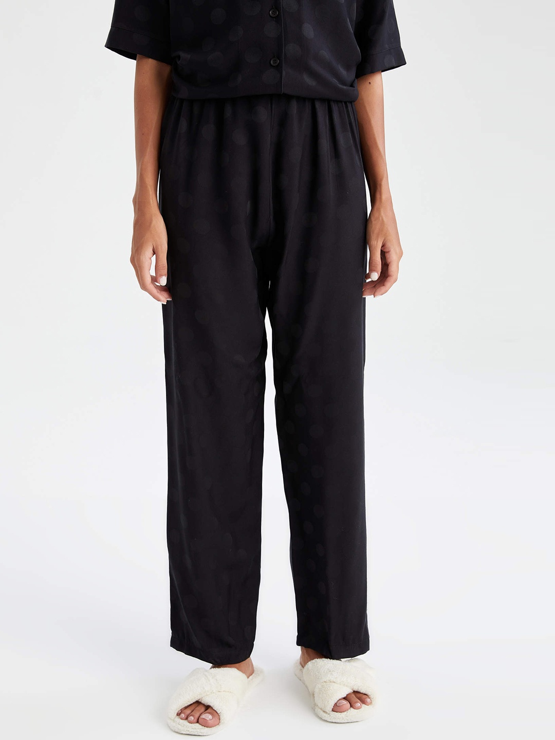 

DeFacto Women Black Geometric Print Lounge Pants