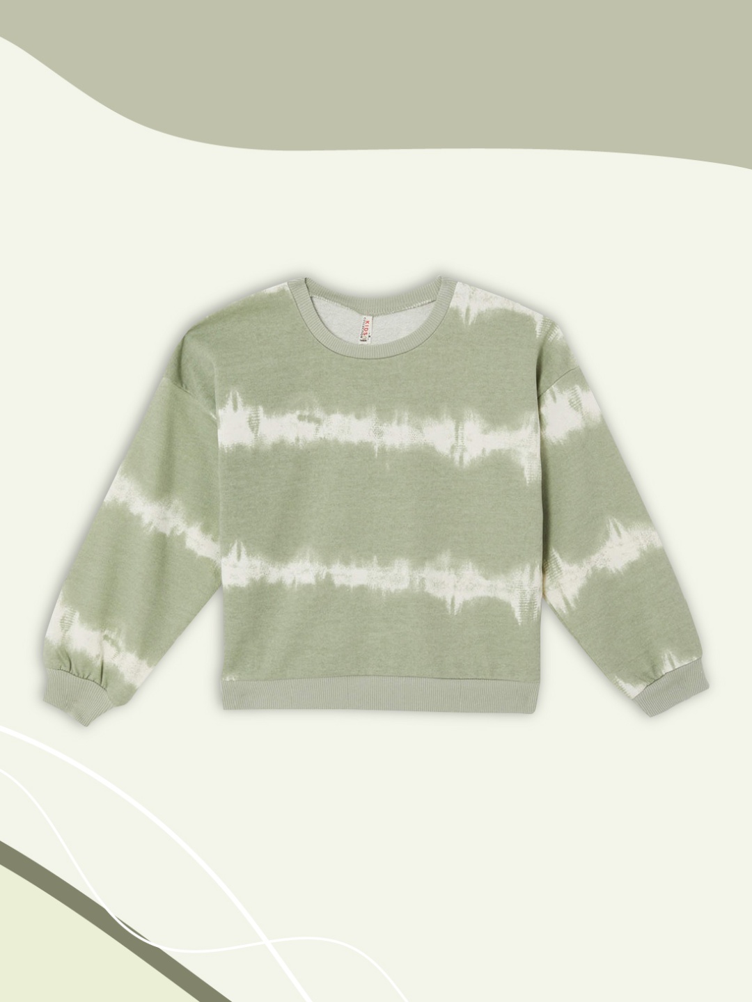 

DeFacto Girls Green & White Printed Sweatshirt