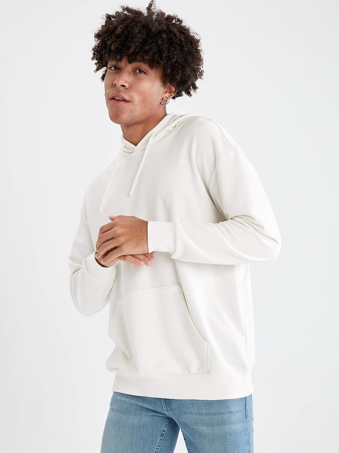 

DeFacto Men White Hooded Sweatshirt